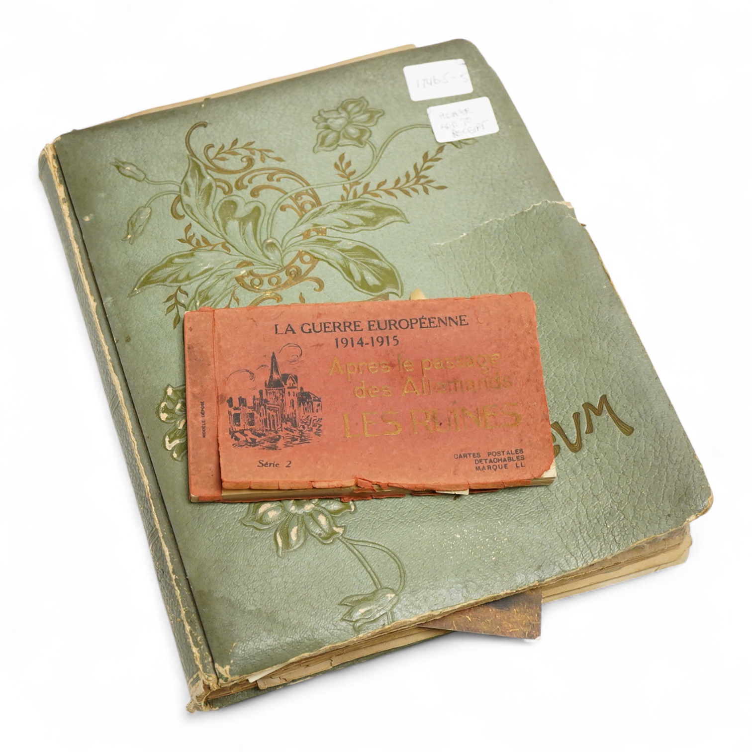 An album of Edwardian and later postcards and a small WWI La Guerre Europeenne booklet of postcards